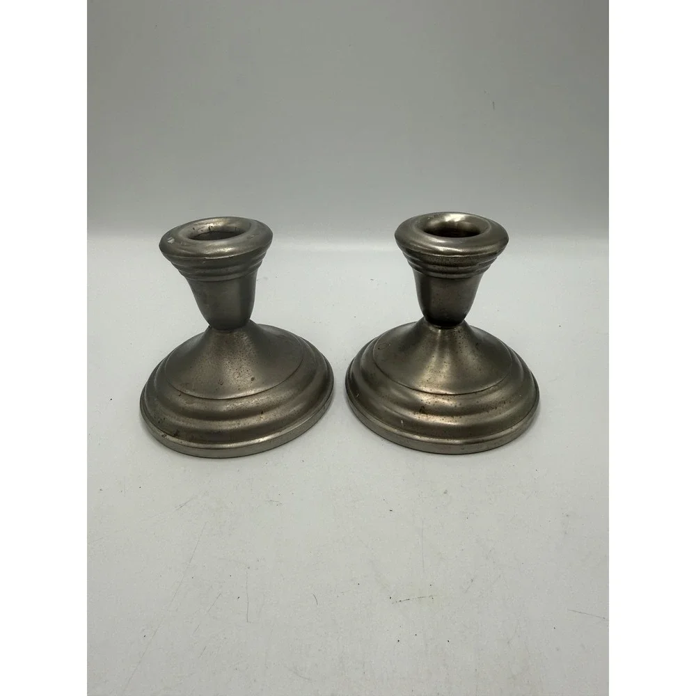 Vintage FB Rogers Provincetown Pewterlite Candlestick Holders Pair Taunton Mass